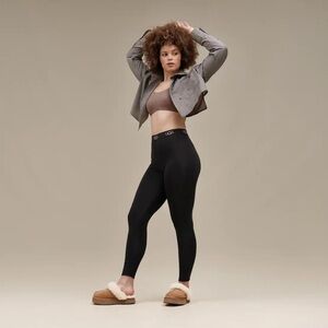 UGG Women's Brown Slippers with White Fur